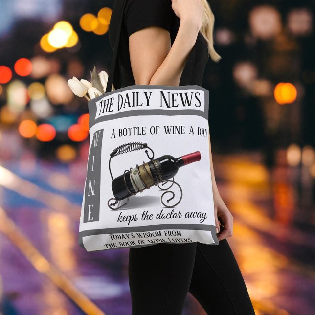 Bolso De Tela Funny Wine Aovers News Tote Bag (Subido por el creador)