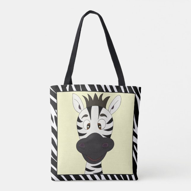 Bolso De Tela Funny zebra personalizado (Reverso)