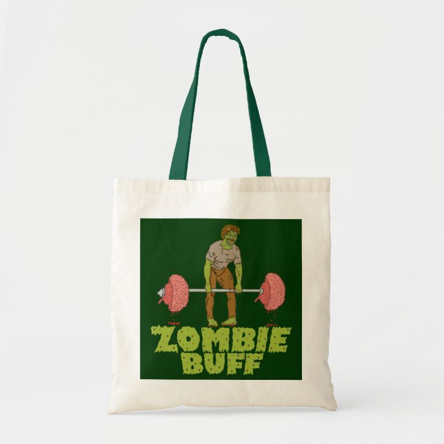 Bolso De Tela Funny Zombie Buff Weight Lifter (Frente)