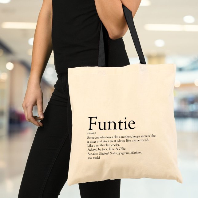 Bolso De Tela Funtie, Tía, Tía Definición Tía Diversión Moderna (Funtie, Aunt, Auntie Definition Modern Fun Tote Bag)
