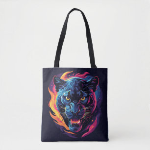 Bolso De Tela 🐆 Furia de Pantera Neon Jungla Eléctrica Respland