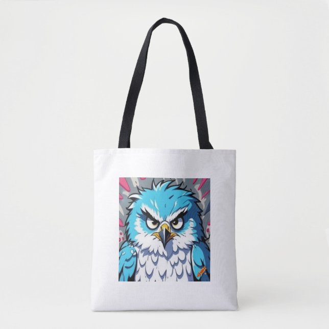 Bolso De Tela Furioso Halcón Azul y Blanco - Graffiti Styl (Anverso)