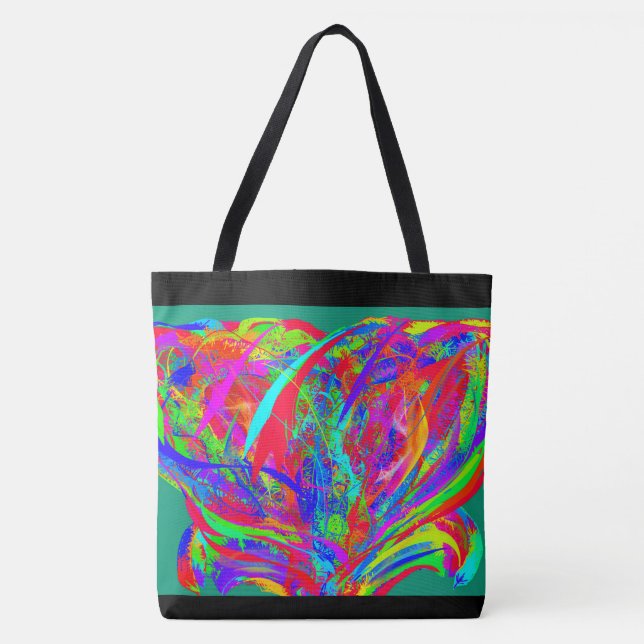 Bolso De Tela Furry Rainbow Colored Flower (Anverso)