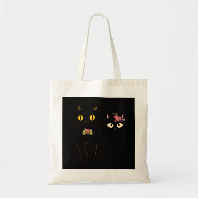 Bolso De Tela Fussy Black Cats Ojos amarillos (Frente)
