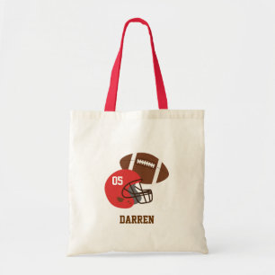 Bolso De Tela Fútbol Americano para Niños y Casco Rojo Personali