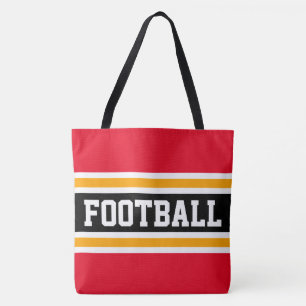 Bolso De Tela FÚTBOL Atlético Rojo Brillante Negro Naranja Rayas