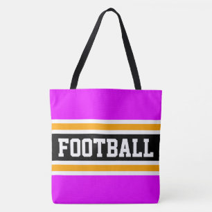 Bolso De Tela FÚTBOL Atlético Rosa Brillante Negro Naranja Rayas