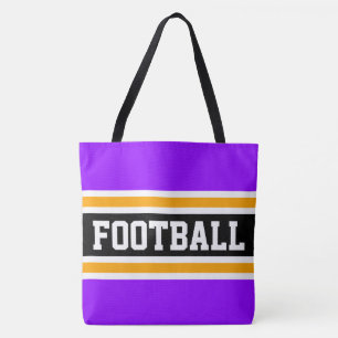 Bolso De Tela FÚTBOL Atletismo Brillante Franjas Moradas y Negra