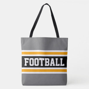 Bolso De Tela FÚTBOL Diversión Atlética Gris Negro Naranja Rayas