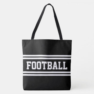 Bolso De Tela FÚTBOL Rayas Deportivas Negras Blancas de Carreras