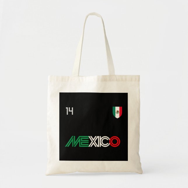 Bolso De Tela Fútbol Retro Viva México Bandera Mexicana (Frente)