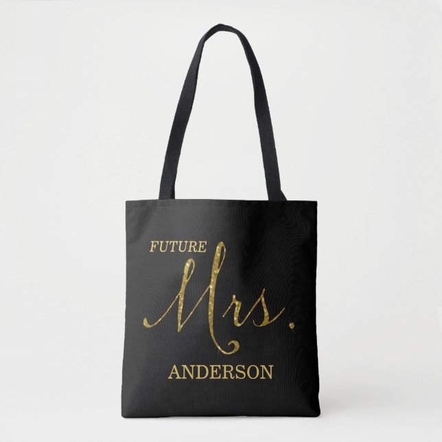 Bolso De Tela Futura Sra. Black y falsa Purpurina Gold (Anverso)