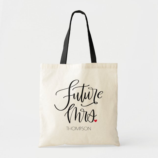Bolso De Tela Future Mrs. Black Modern Typography Custom (Frente)