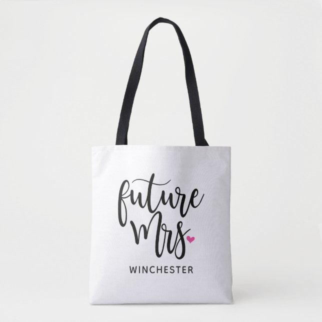 Bolso De Tela Future Mrs (Su Nombre) Black Script (Anverso)