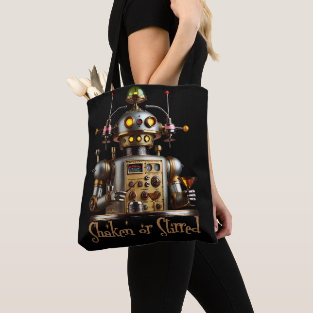 Bolso De Tela Futuristic Robot Bartender "Shaken or Stirred" (Detalle)