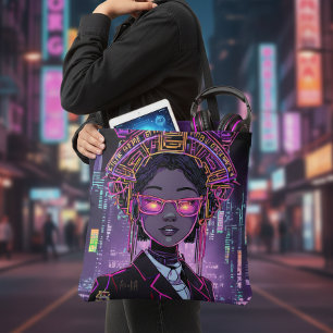 Bolso De Tela Futuro de neón personalizado ciberpunk ID1028