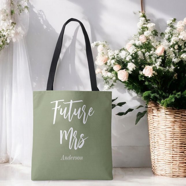 Bolso De Tela Futuro de novia Sra. Sage Green Tote Bag (Subido por el creador)