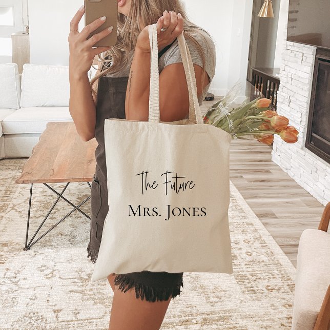 Bolso De Tela Futuro Sra. Personalizada Bride Gift Nombre Person (Subido por el creador)