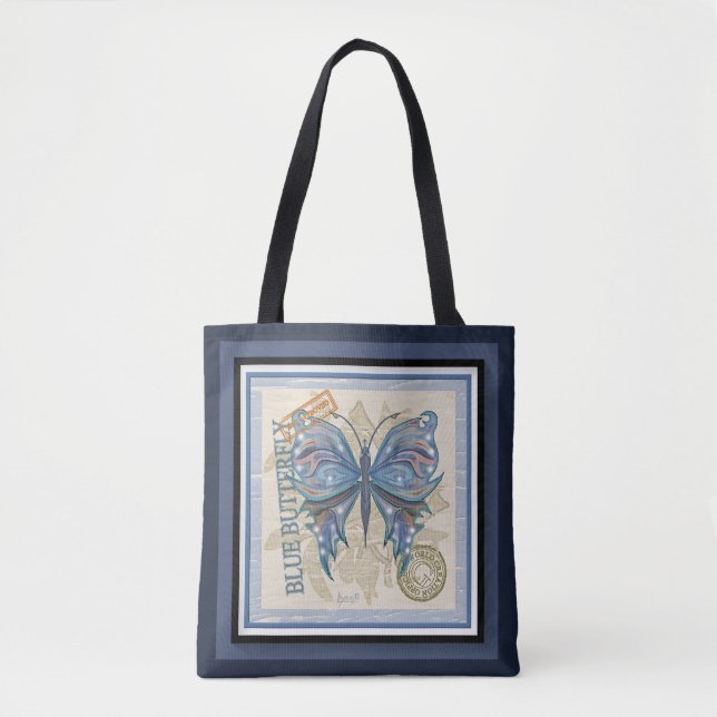 Bolso De Tela G creación Oficina mariposa y libélula (Anverso)