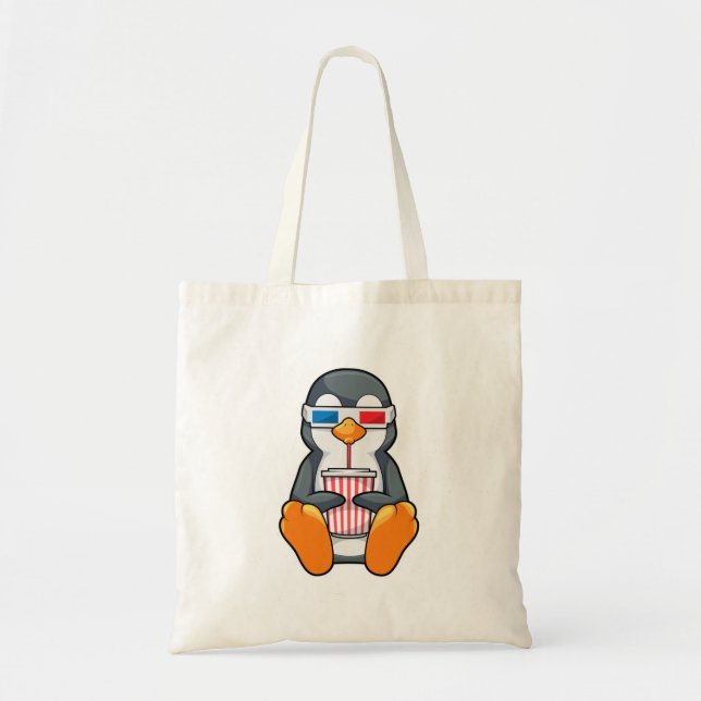 Bolso De Tela Gafas de cine pingüino Taza de bebida (Frente)
