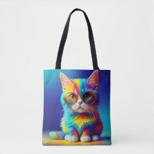 Bolso De Tela Gafas de gatito color arcoiris 57466