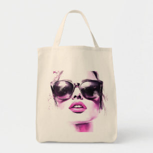 Bolso De Tela Gafas de sol de mujer de moda de acuarela rosa chi