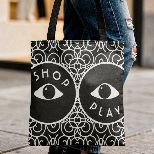 Bolso De Tela Gafas de sol geométricas de dos tonos  (Shop, play, or say anything you like, this tote is all yours. Sunglasses, bold pattern.)