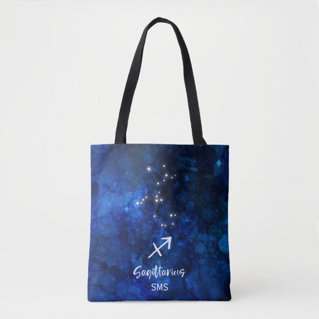 Bolso De Tela Galaxia de Constelación Sagittarius Zodiac Monogra (Anverso)