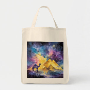 Bolso De Tela Galaxia del desierto acuarela Camello Pirámide Via