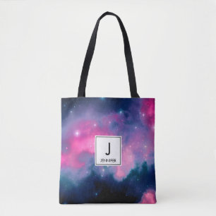 Bolso De Tela Galaxia rosa y azul Nebulosa y estrellas Resumen