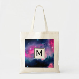 Bolso De Tela Galaxia rosa y azul y estrellas Resumen Monograma