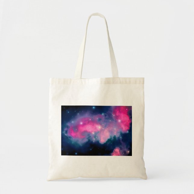 Bolso De Tela Galaxia rosa y azul y resumen de estrellas (Frente)