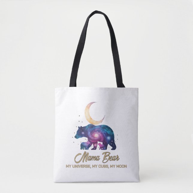 Bolso De Tela Galaxy Mama Bear & Cubs Moon Silhouette (Anverso)