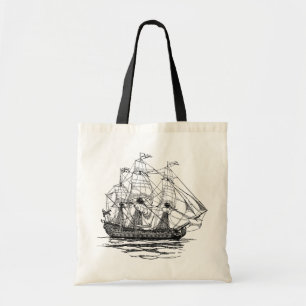 Bolso De Tela Galeón de Piratas Vintage, boceto de un barco con 