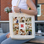 Bolso De Tela Galería Monogramada de 8 fotos personalizadas<br><div class="desc">Personalice este diseño con 8 de sus fotos favoritas y un monograma en su color favorito. Una mezcla perfecta de estilo y sentimentalidad. Ideal para regalos o uso diario.</div>