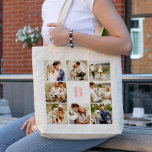 Bolso De Tela Galería Monogramada de 8 fotos personalizadas<br><div class="desc">Personalice este diseño con 8 de sus fotos favoritas y un monograma en su color favorito. Una mezcla perfecta de estilo y sentimentalidad. Ideal para regalos o uso diario.</div>