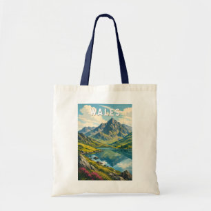 Bolso De Tela Gales Reino Unido Ilustración Viaje Arte Retro