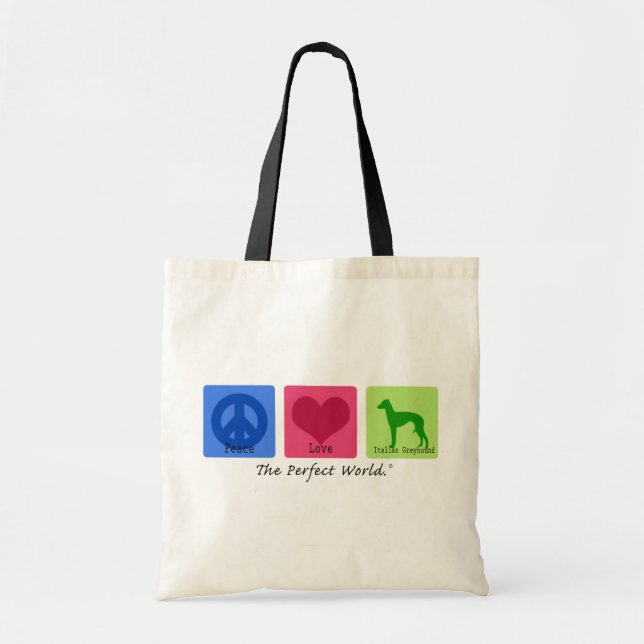 Bolso De Tela Galgo italiano del amor de la paz (Frente)