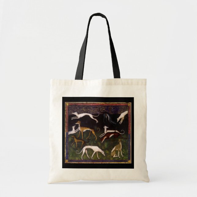 Bolso De Tela Galgos medievales en las maderas profundas (Frente)