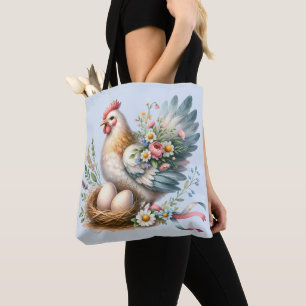 Bolso De Tela Gallo Floral con Huevos Encanto de Casa de Campo V