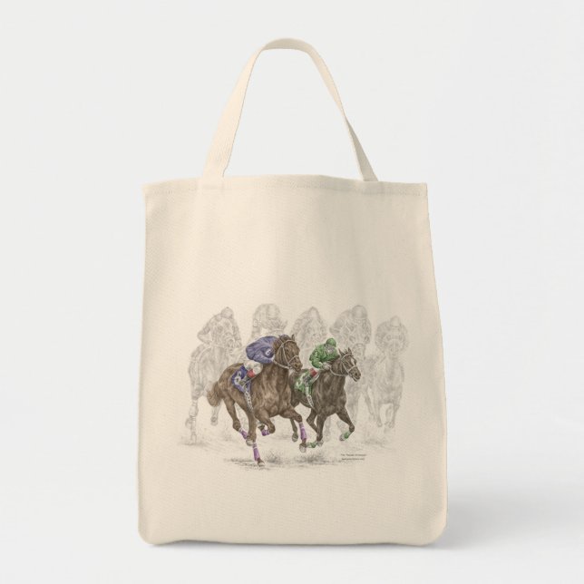 Bolso De Tela Galloping Race Horses (Frente)