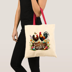 Bolso De Tela Gallos lindos y felices de Pascua