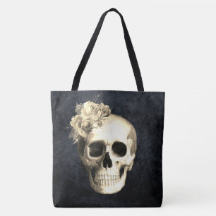 Bolso De Tela Galm Gótico Floral Skull