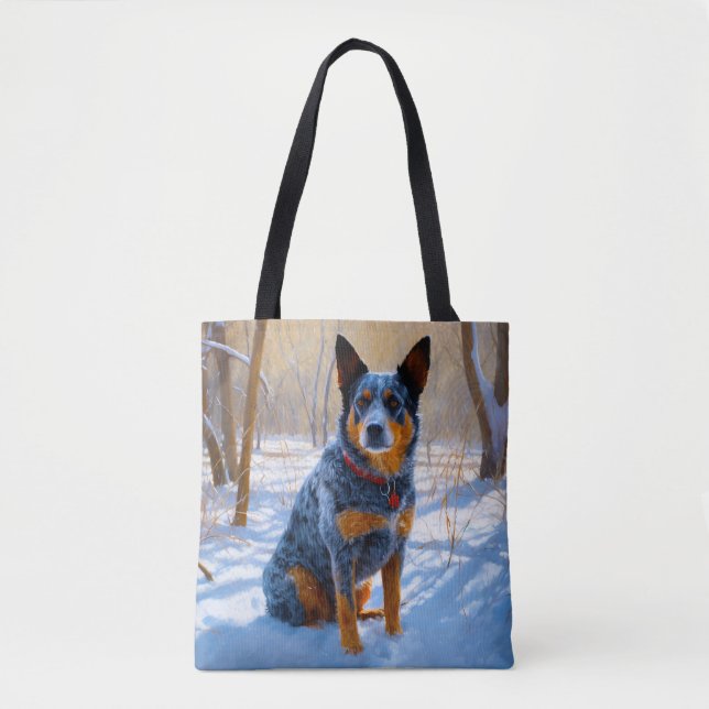 Bolso De Tela Ganado australiano deja que nieve Navidades (Anverso)