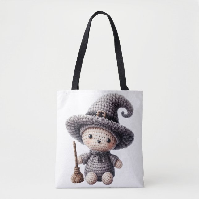 Bolso De Tela Ganchillo Bruja Linda (Anverso)