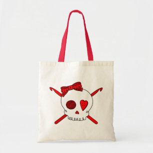 Bolso De Tela Ganchos del cráneo y de ganchillo (rojos)