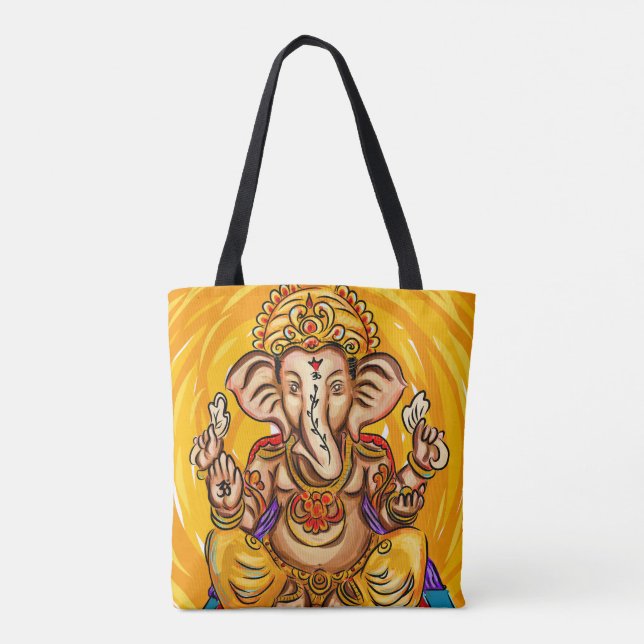 Bolso De Tela Ganesh por todo el tote impreso (Reverso)