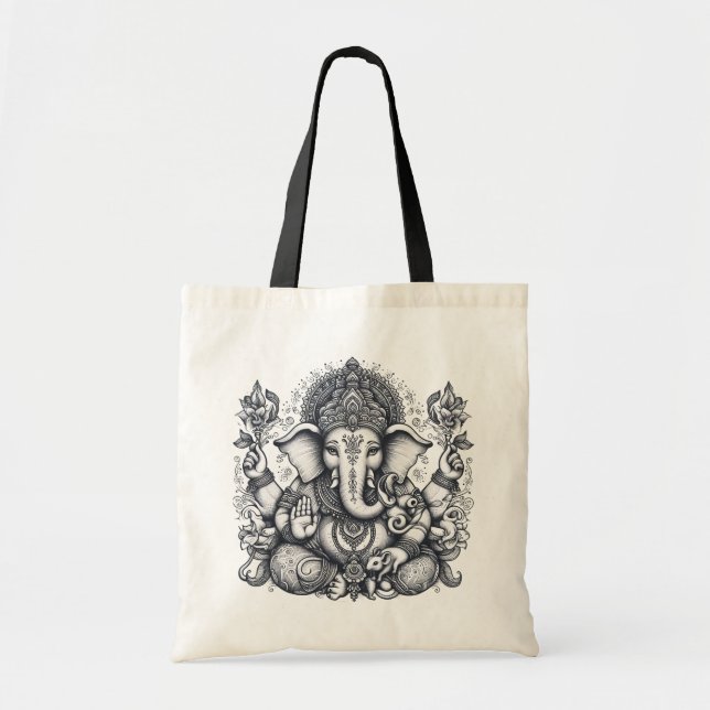 Bolso De Tela Ganesha Art Elephant God of New Beginnings (Frente)