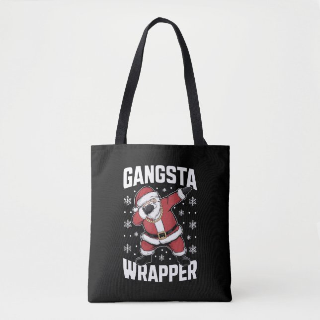 Bolso De Tela Gangsta Wrapper Funny Dabbing Santa Navidades (Anverso)