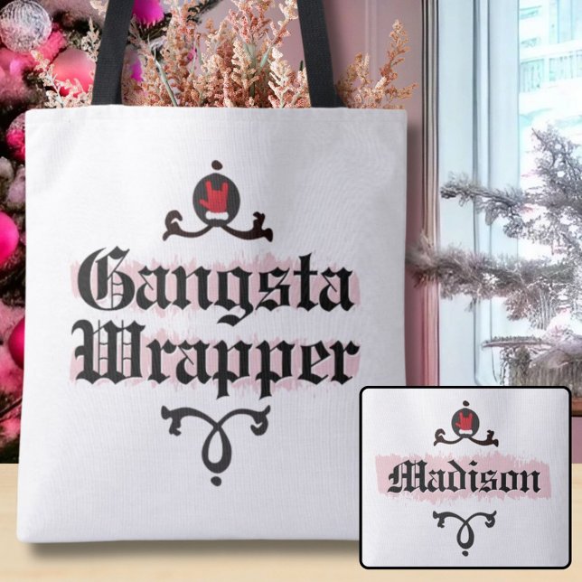 Bolso De Tela Gangsta Wrapper Girly Navidades rosados tocan Bag (Gangsta Wrapper Girly Pink Christmas Tote Bag)